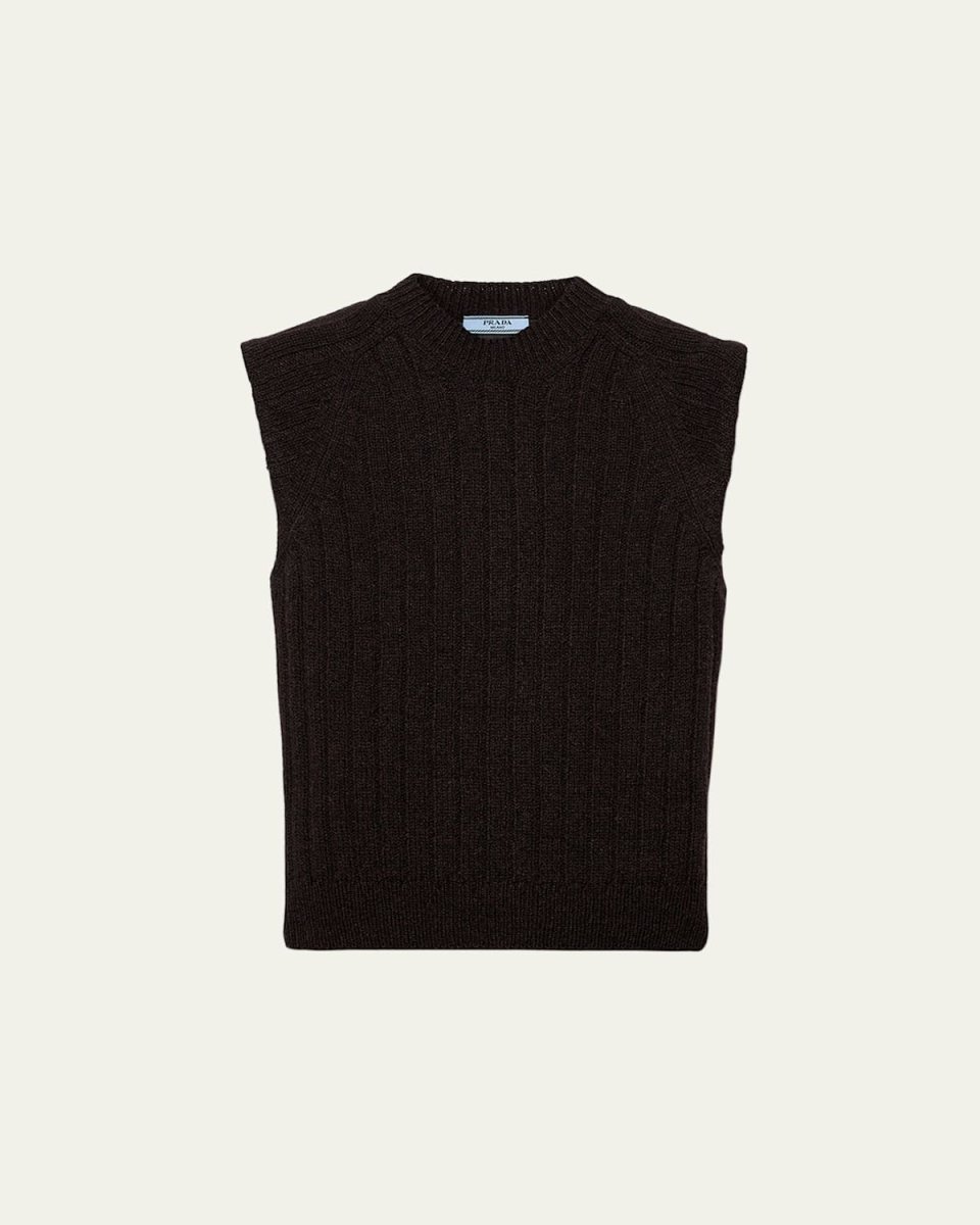 Sleeveless Wool Vest with Contrast Back