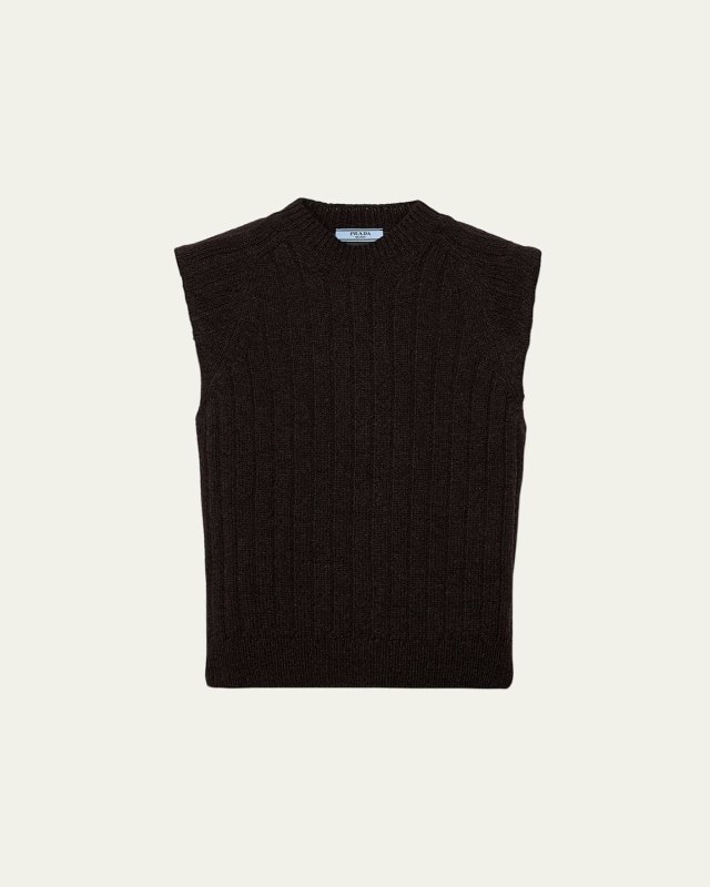 Sleeveless Wool Vest with Contrast Back