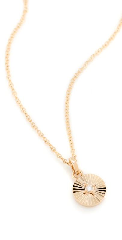 EF Collection 14k Gold & Diamond Fluted Disc Necklace Yellow Gold