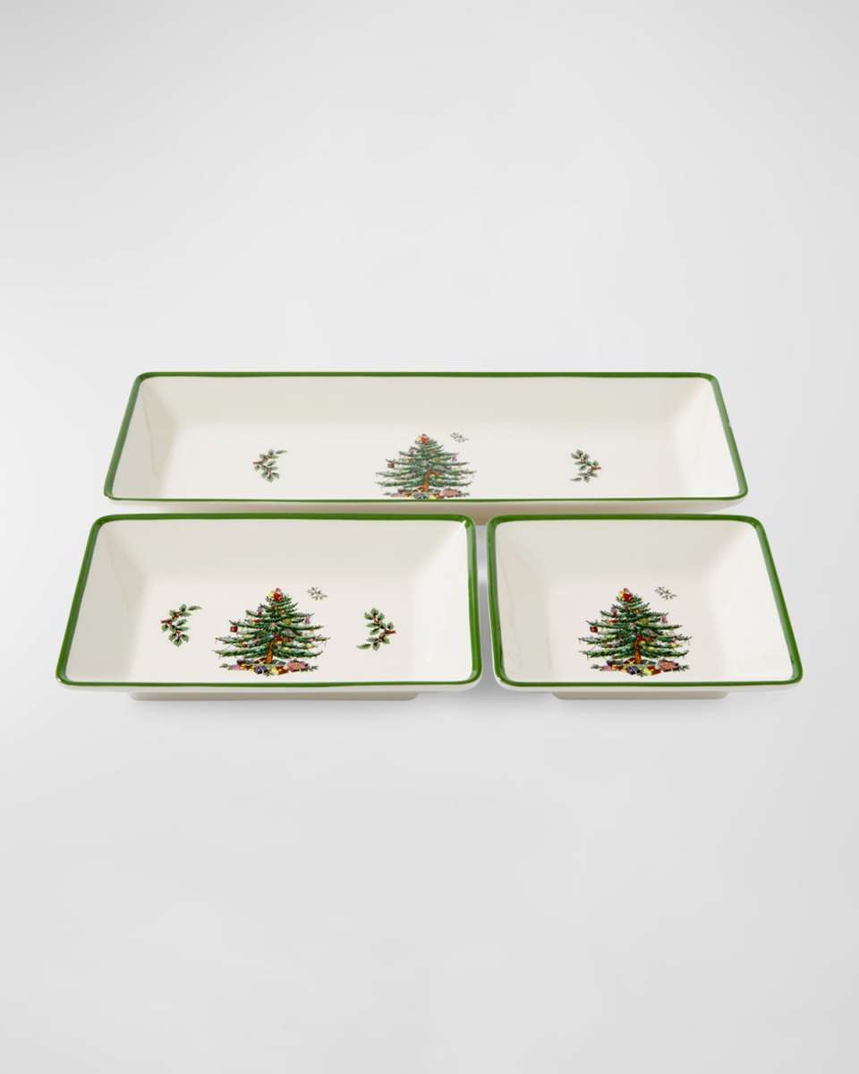 Christmas Tree Traditional 3-Piece Nesting Tray Set