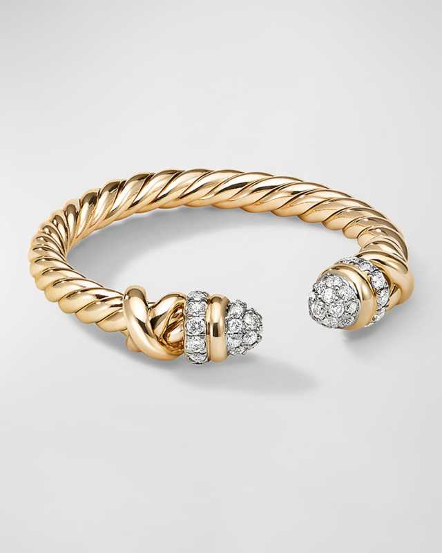 Petite Helena Open Ring with Diamonds in 18K Gold, 2.5mm, Size
