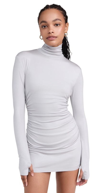 Norma Kamali Long Sleeve Turtleneck Pickleball Dress Dove
