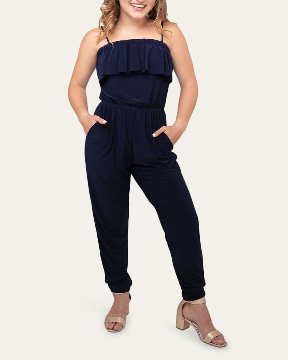 Girl's Tiered Sleeveless Jumpsuit, Size M-