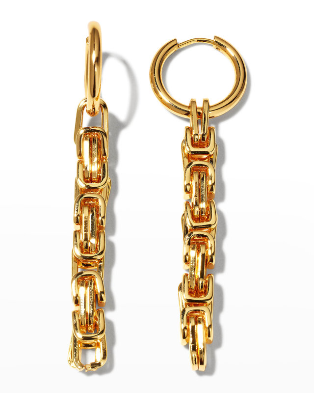 Gold-Plate Chain Hoop Earrings