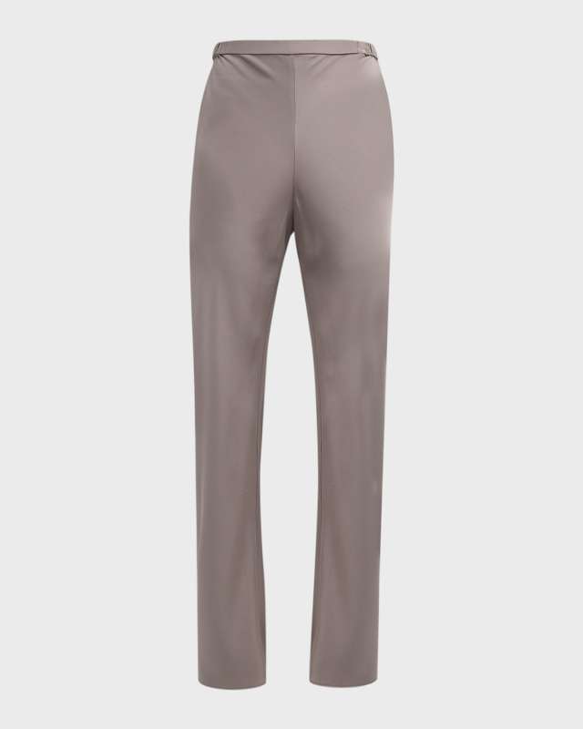 High-Rise Straight-Leg Silk Pants
