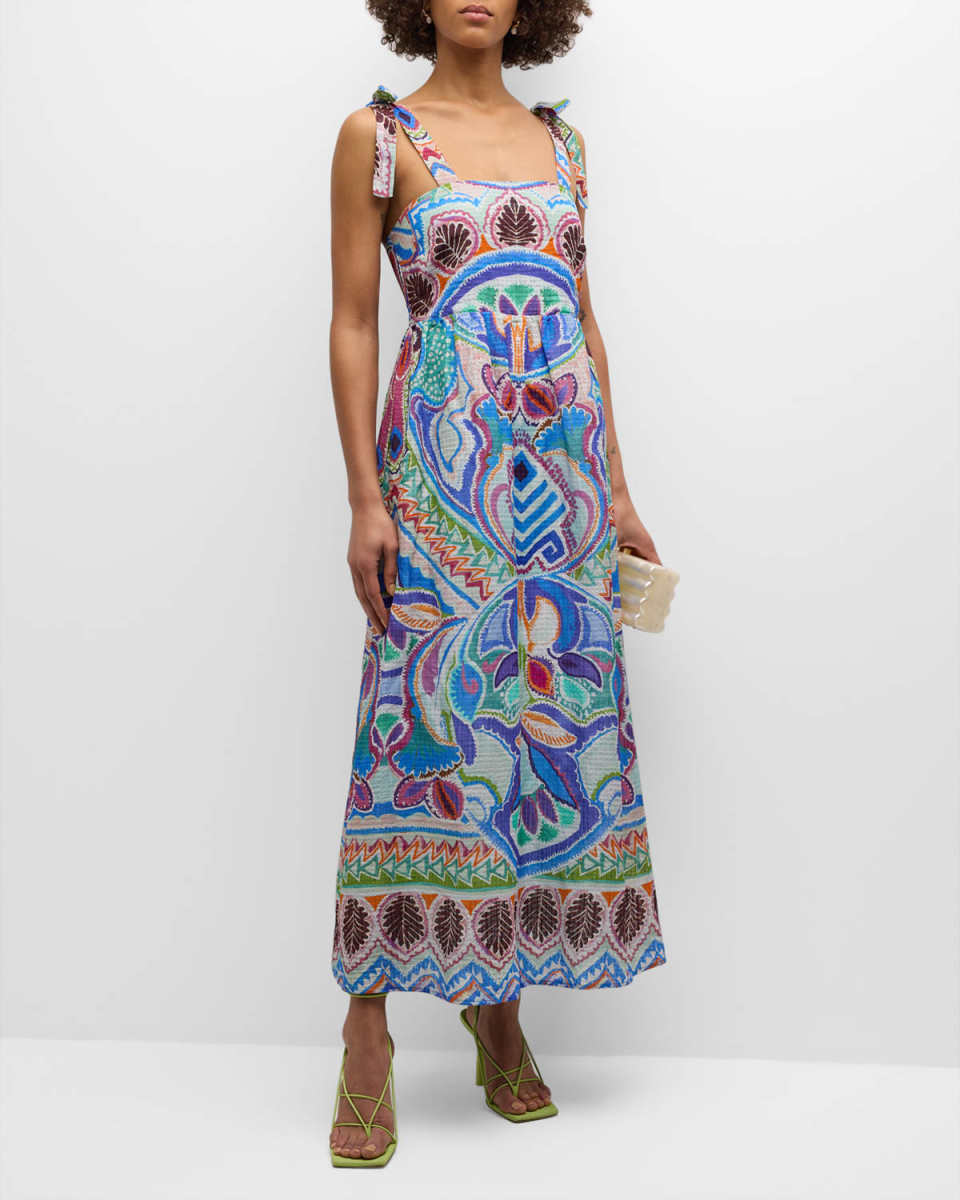 Zadie Printed Maxi Dress with Tie Straps