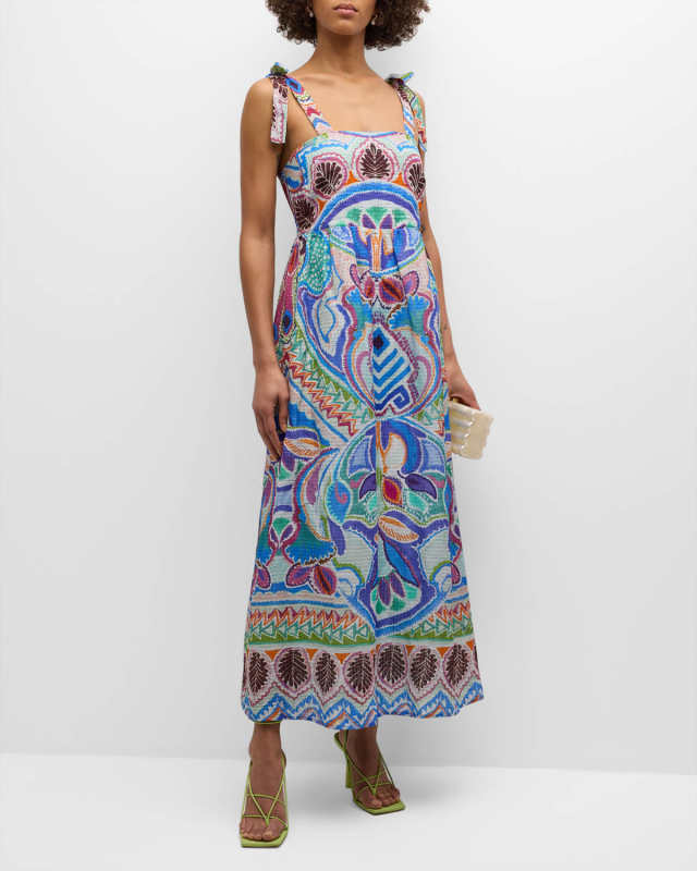 Zadie Printed Maxi Dress with Tie Straps