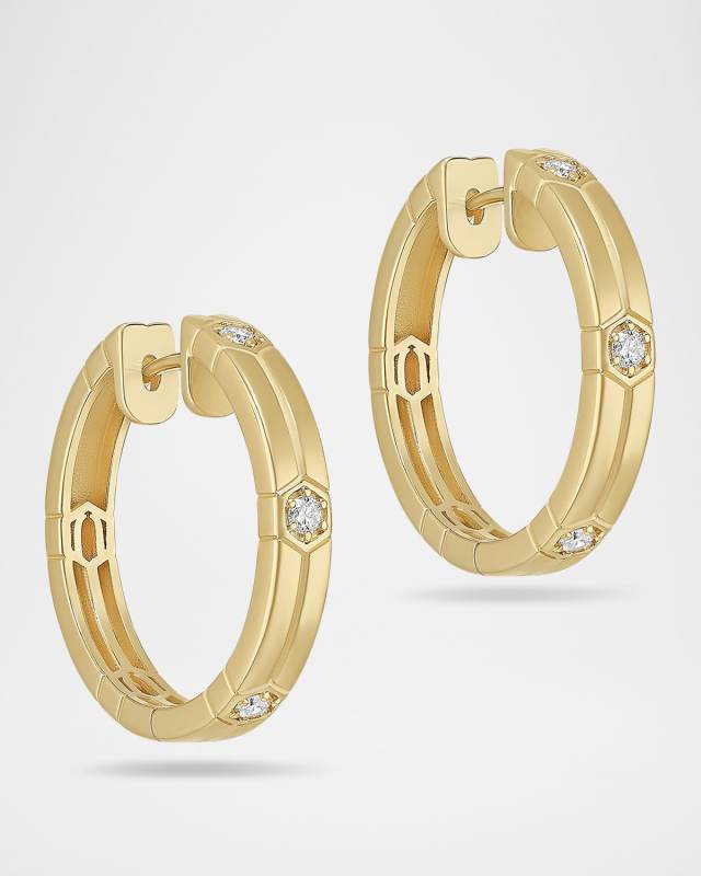 18K Yellow Gold Baia Sommersa Diamond Hoop Earrings