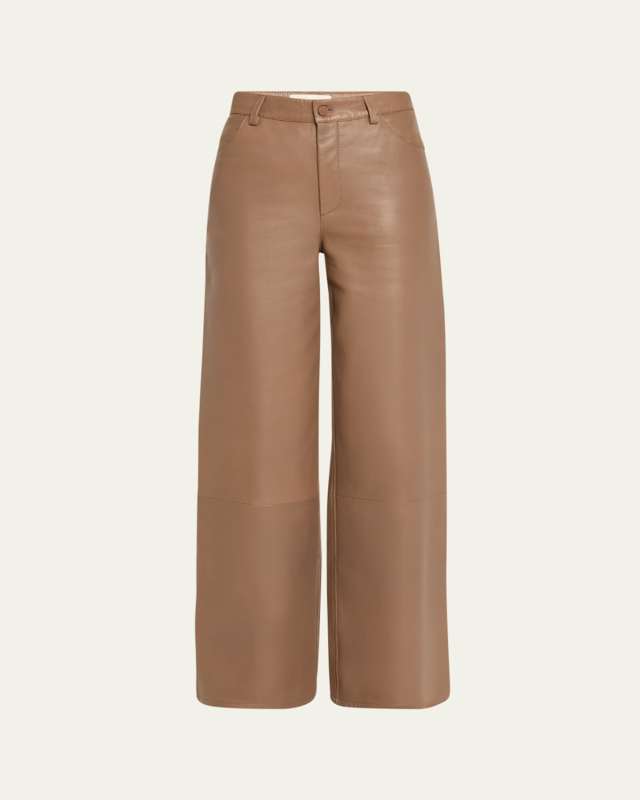 Figari Wide-Leg Leather Pants
