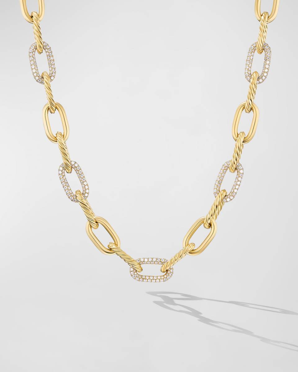Madison Chain Necklace with Diamonds in 18K Gold, 11mm, 18.5"L