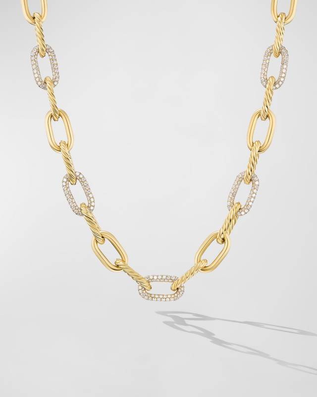 Madison Chain Necklace with Diamonds in 18K Gold, 11mm, 18.5"L