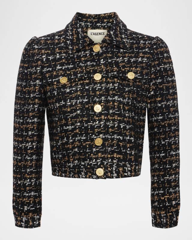 Kasey Tweed Bracelet-Sleeve Jacket