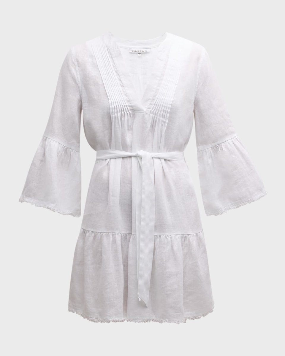 White Bay V-Neck Belted Mini Dress