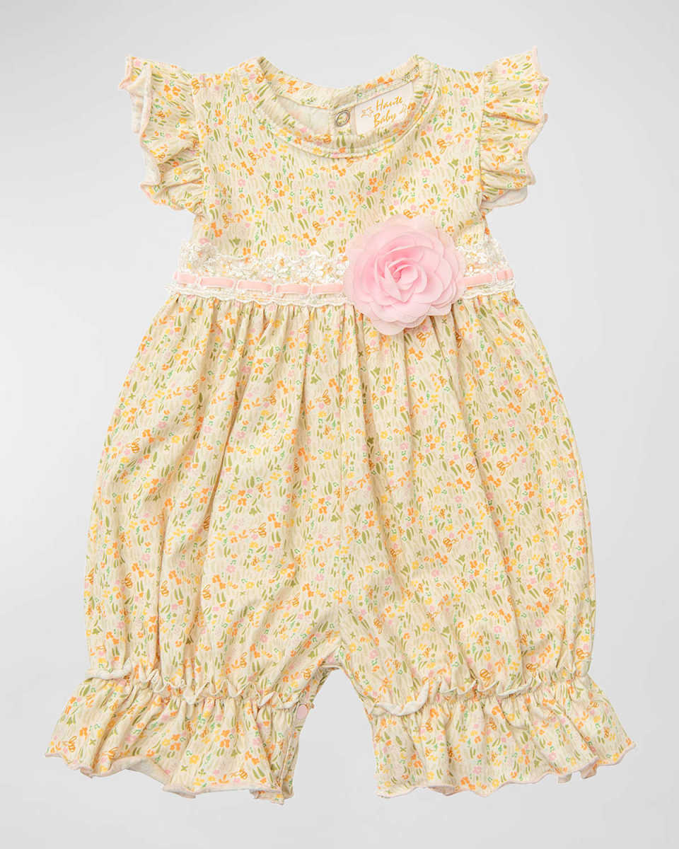 Girl's Busy Bee Bubble Romper, Size 0M-24