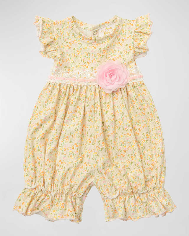 Girl's Busy Bee Bubble Romper, Size 0M-24