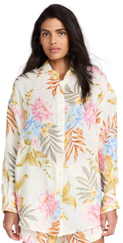 Vitamin A Playa Linen Boyfriend Shirt Sub