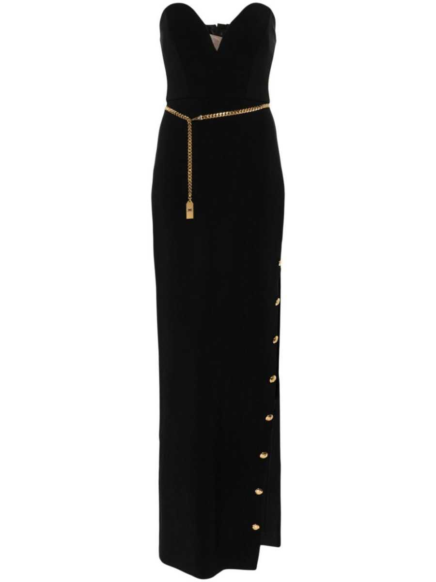 crepe bustier maxi dress