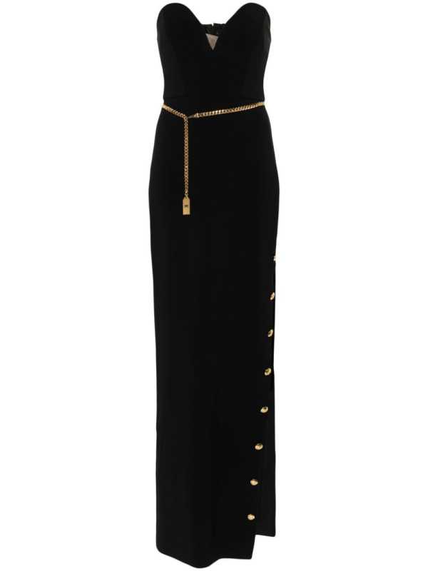 crepe bustier maxi dress