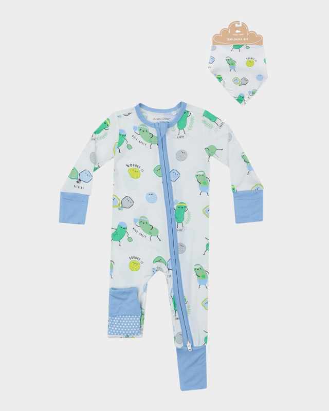 Boy's Pickleball Blue Coverall & Bandana Bib Set, Size 3M-24