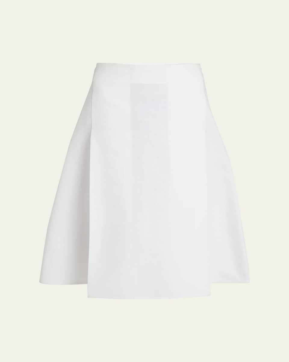 Flared Midi Skirt with Double Pleating