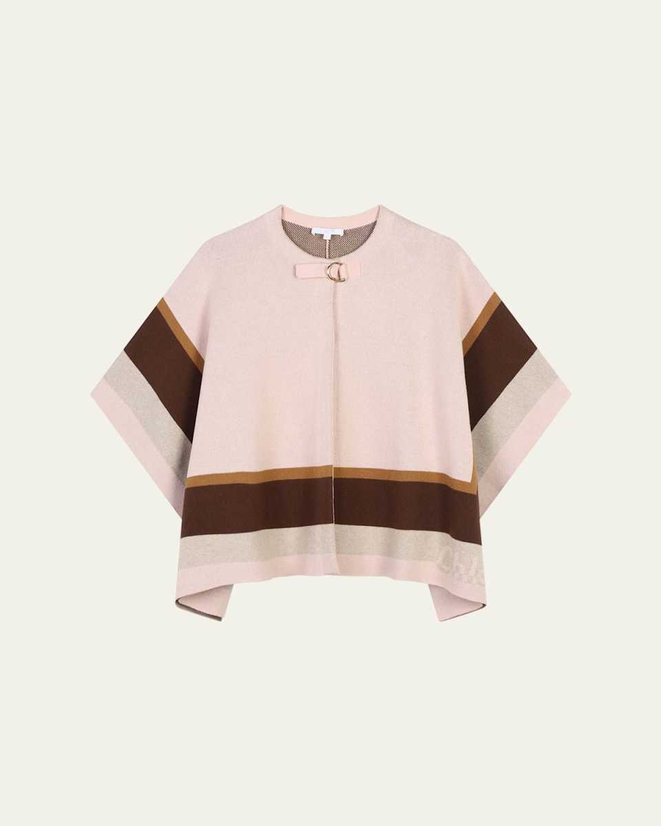 Girl's Striped Logo-Print Cape, Size 8-14