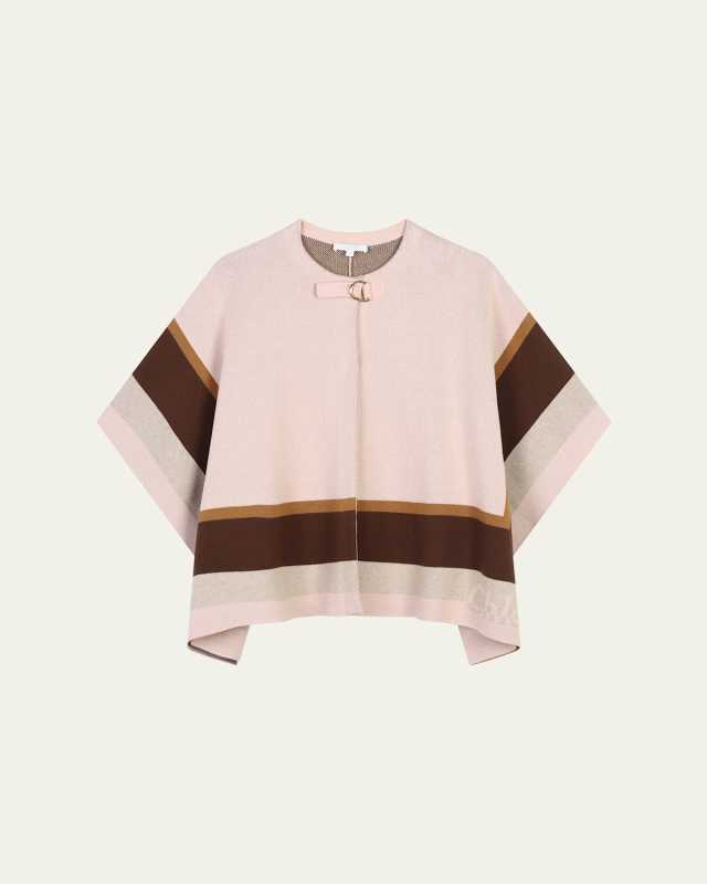Girl's Striped Logo-Print Cape, Size 8-14