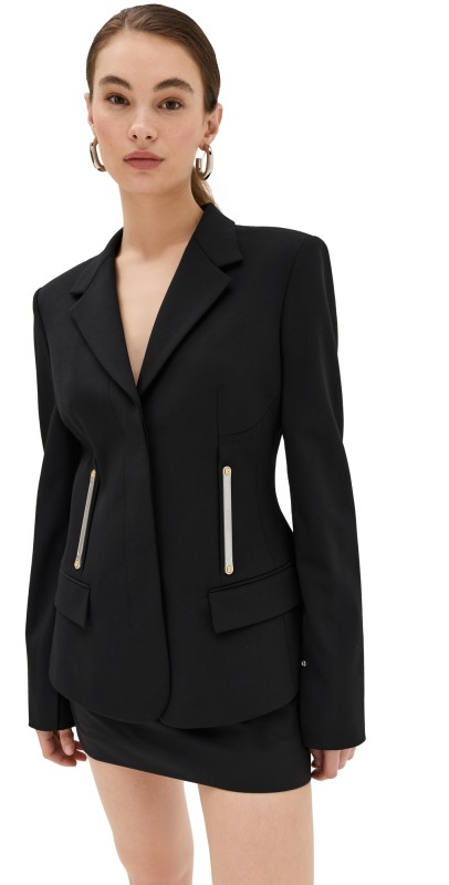 Dion Lee Riveted Slim Blazer Black