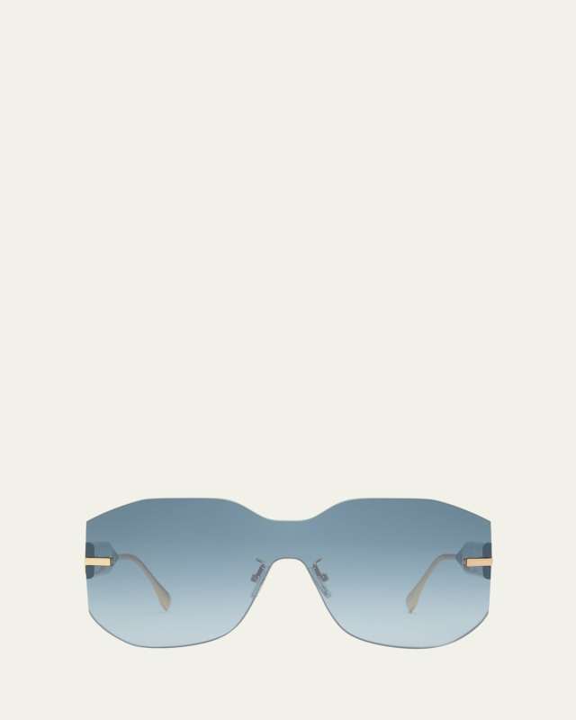 Fendigraphy Rimless Geometric Nylon & Metal Shield Sunglasses