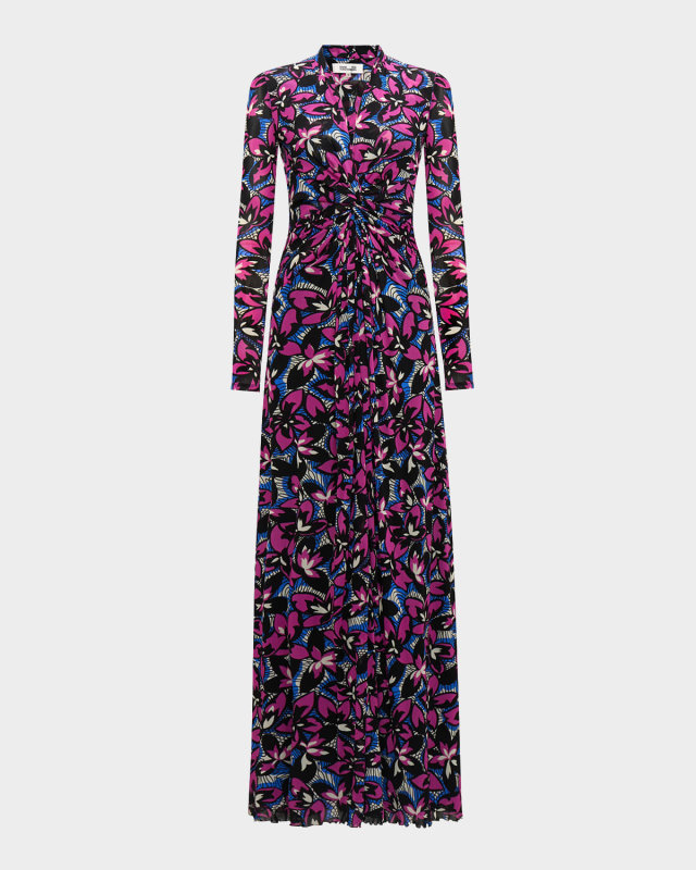 Kassia Floral-Print Mesh Maxi Dress