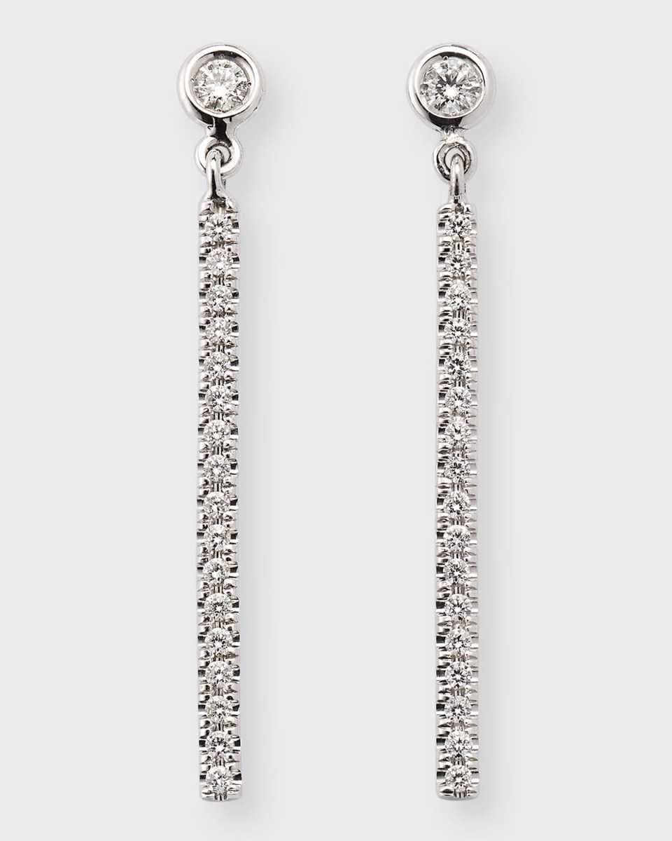 18k White Gold Diamond Bar Earrings