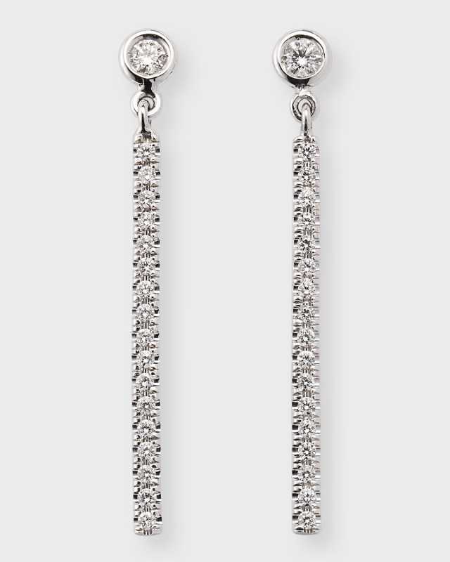18k White Gold Diamond Bar Earrings