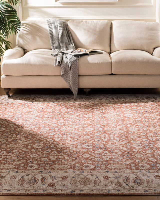 Helena Beige/Light Rust Power-Loomed Rug, 5' x 8'