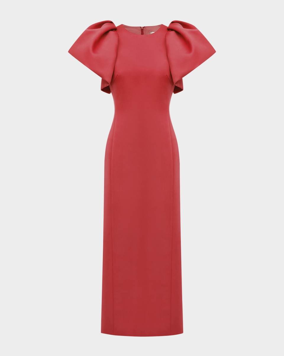 Lucinda Puff-Sleeve Column Gown