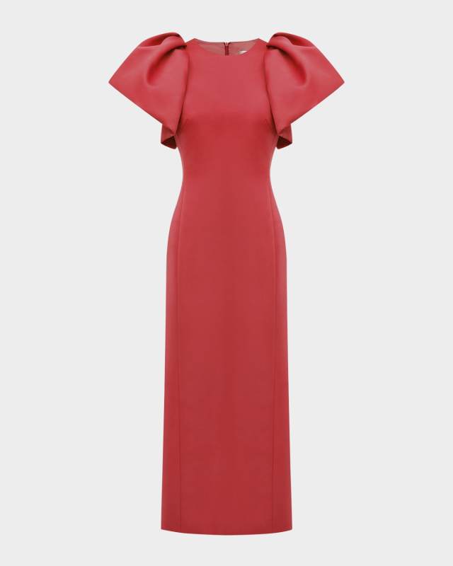 Lucinda Puff-Sleeve Column Gown