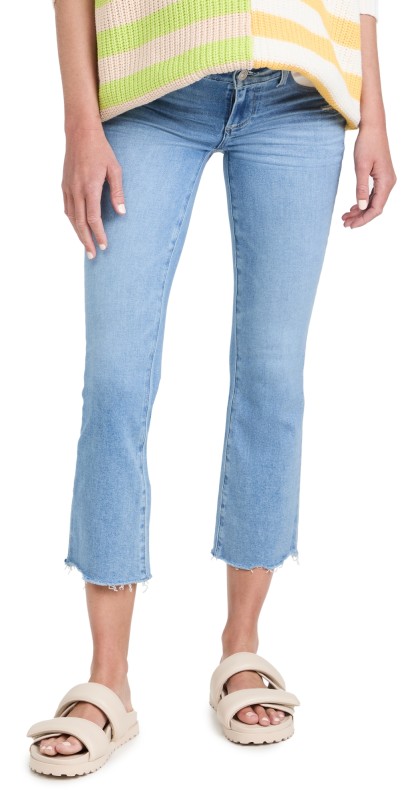 PAIGE Maternity Colette Crop Flare Jeans Folk Distressed W/ Freehand He