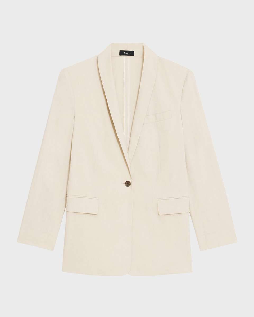 Rolled-Sleeve Shawl Collar Jacket