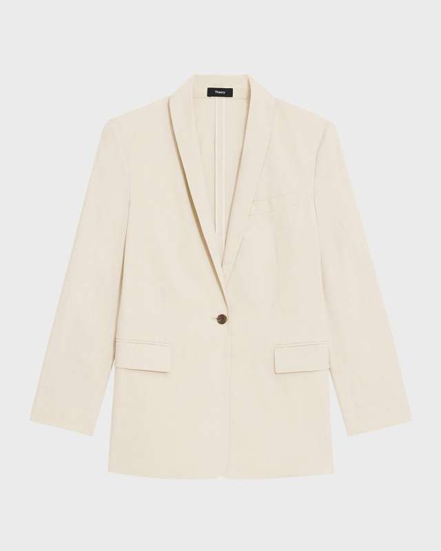 Rolled-Sleeve Shawl Collar Jacket