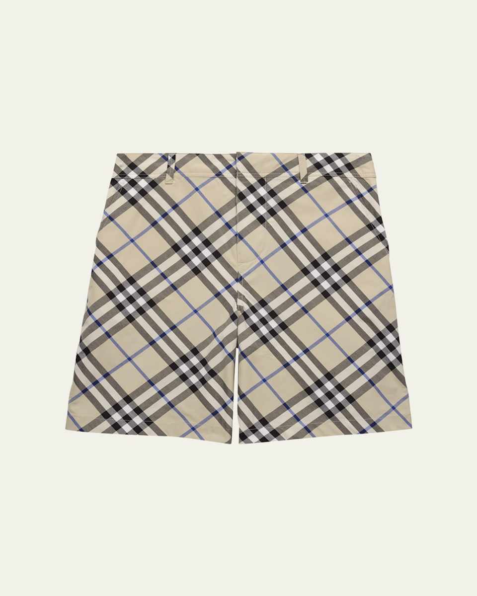 Boy's Oscar Check-Print Shorts, Size 3-14