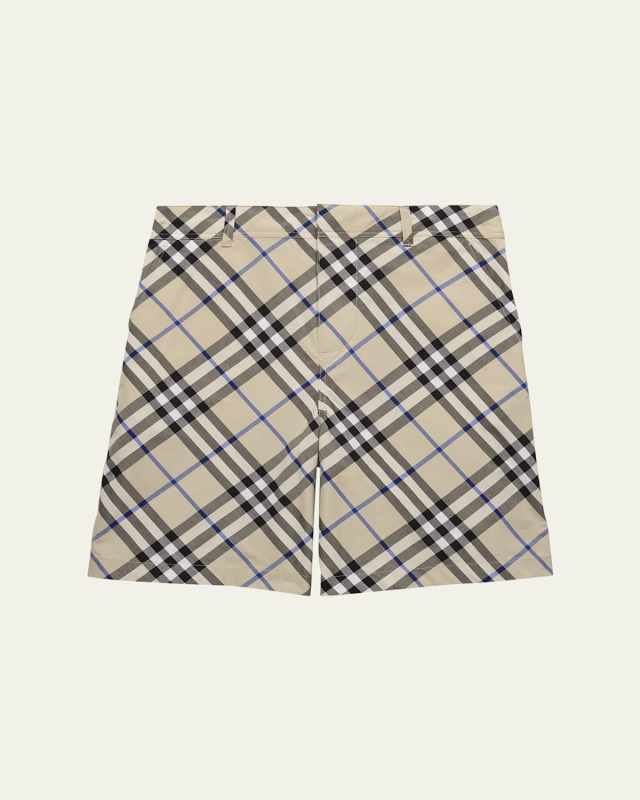 Boy's Oscar Check-Print Shorts, Size 3-14