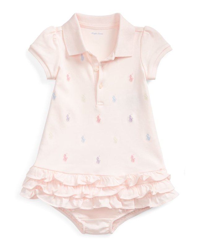 Ruffled Embroidered Polo Dress With Solid Bloomers, Size 3M-24