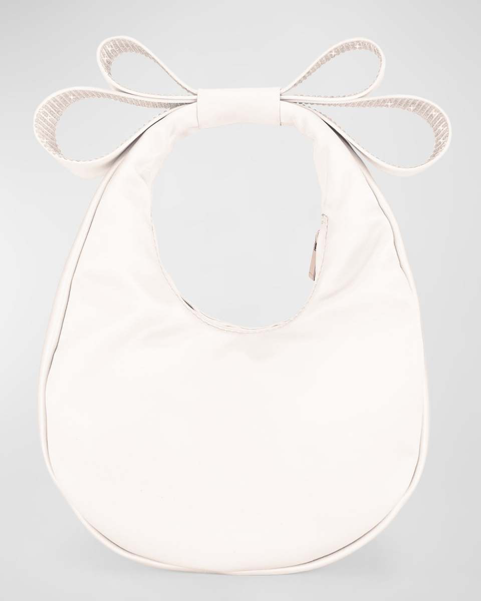 Small Embellished Bow Satin Top-Handle Bag