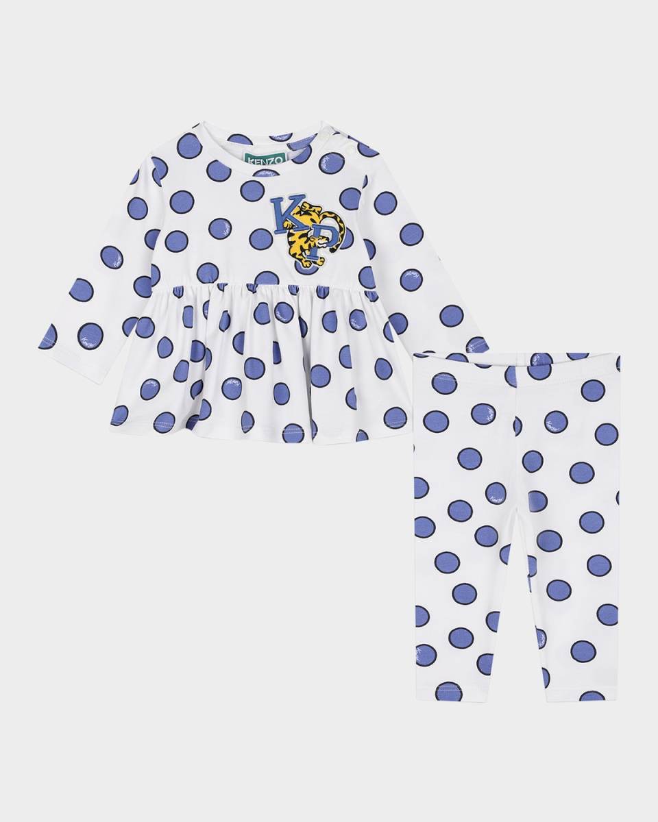 Girl's Polka Dot Logo-Print T-Shirt & Leggings, Size 6M-2