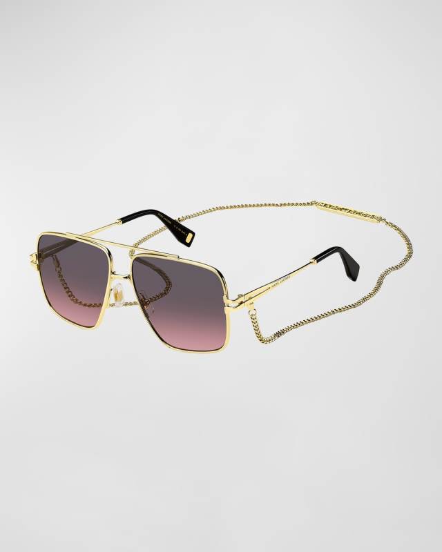 Chain Metal & Plastic Aviator Sunglasses