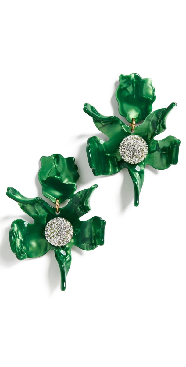 Lele Sadoughi Crystal Lily Earrings Leaf Gr