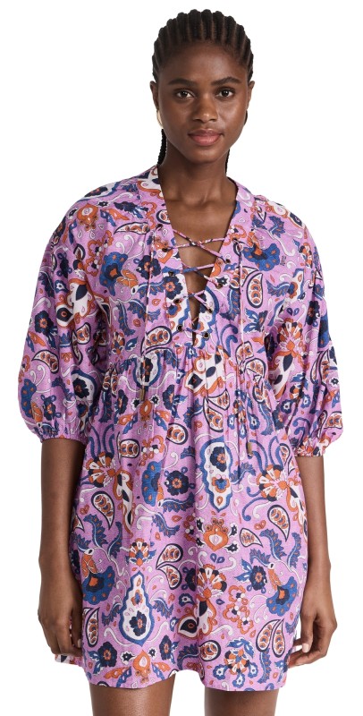 Chufy Liberty Cotton Mini Dress Paisley Orchid