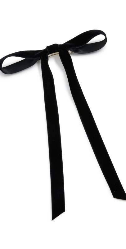 Jennifer Behr Aida Velvet Bow Barrette Black