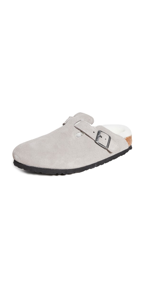 Birkenstock Boston Shearling Clogs Stone Coin