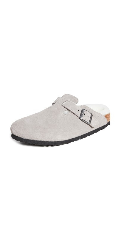 Birkenstock Boston Shearling Clogs Stone Coin