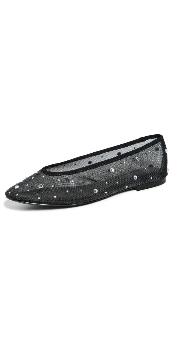 Good American Diamond Mesh Ballet Flats Black