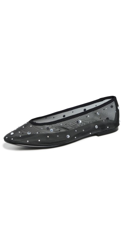 Good American Diamond Mesh Ballet Flats Black